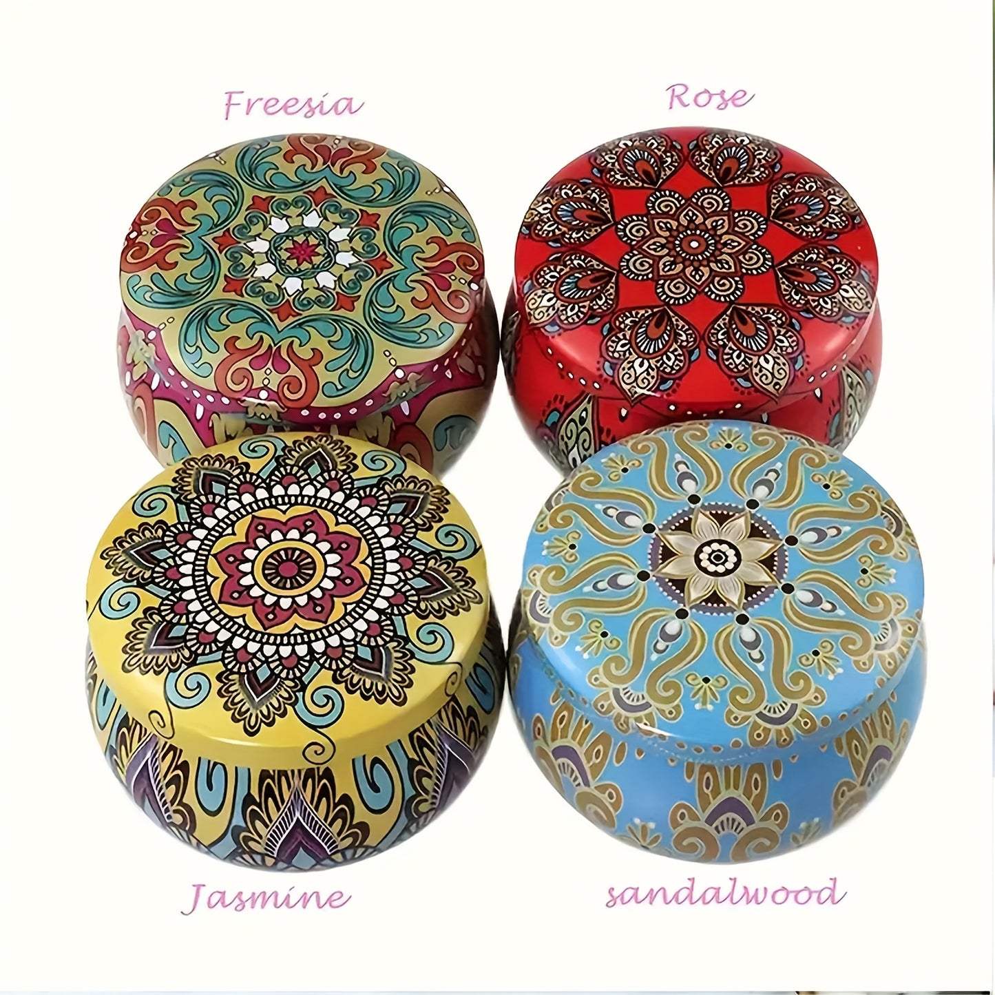 4pcs Natural Soy Wax Scented Candle Set - Jasmine, Sandalwood, Lavender & Rose | Smokeless & Long-Lasting | for, Bath & Yoga | Thoughtful Gifts for Christmas, Birthday, Mother'S Day | Random Colors + Candle Box