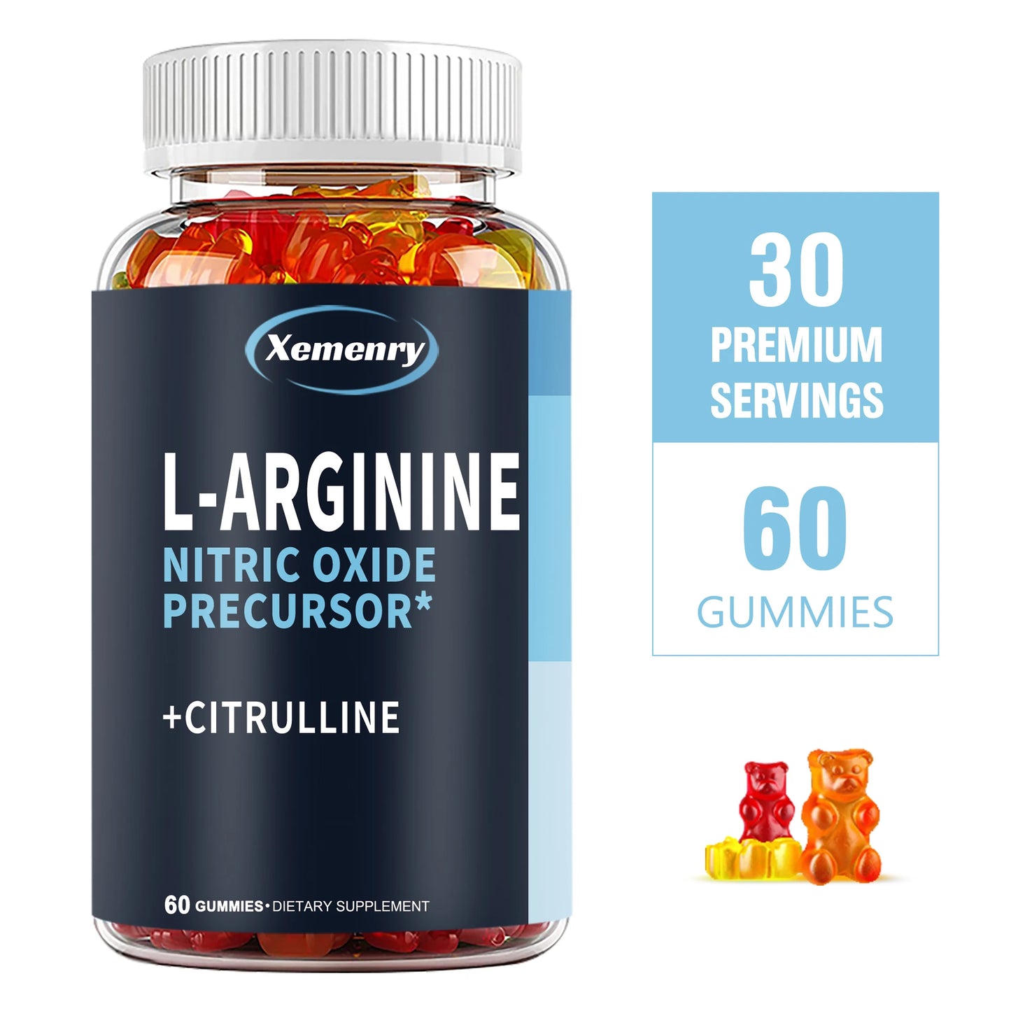 L-Arginine Supplement - Boosts Energy and Endurance, Improves Muscle Mass and Athletic Performance - 60 Gummies