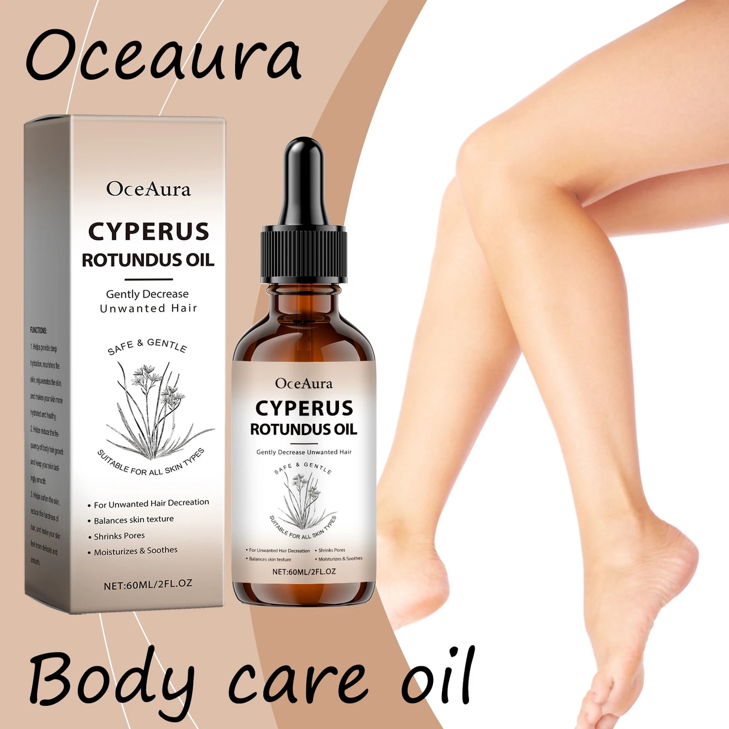 Cyperus Rotundus Essence Oil, After Hair Removal Care, Moisturizing, Pore Shrink, Prevent Hair Growth, Smoothing Body Oil