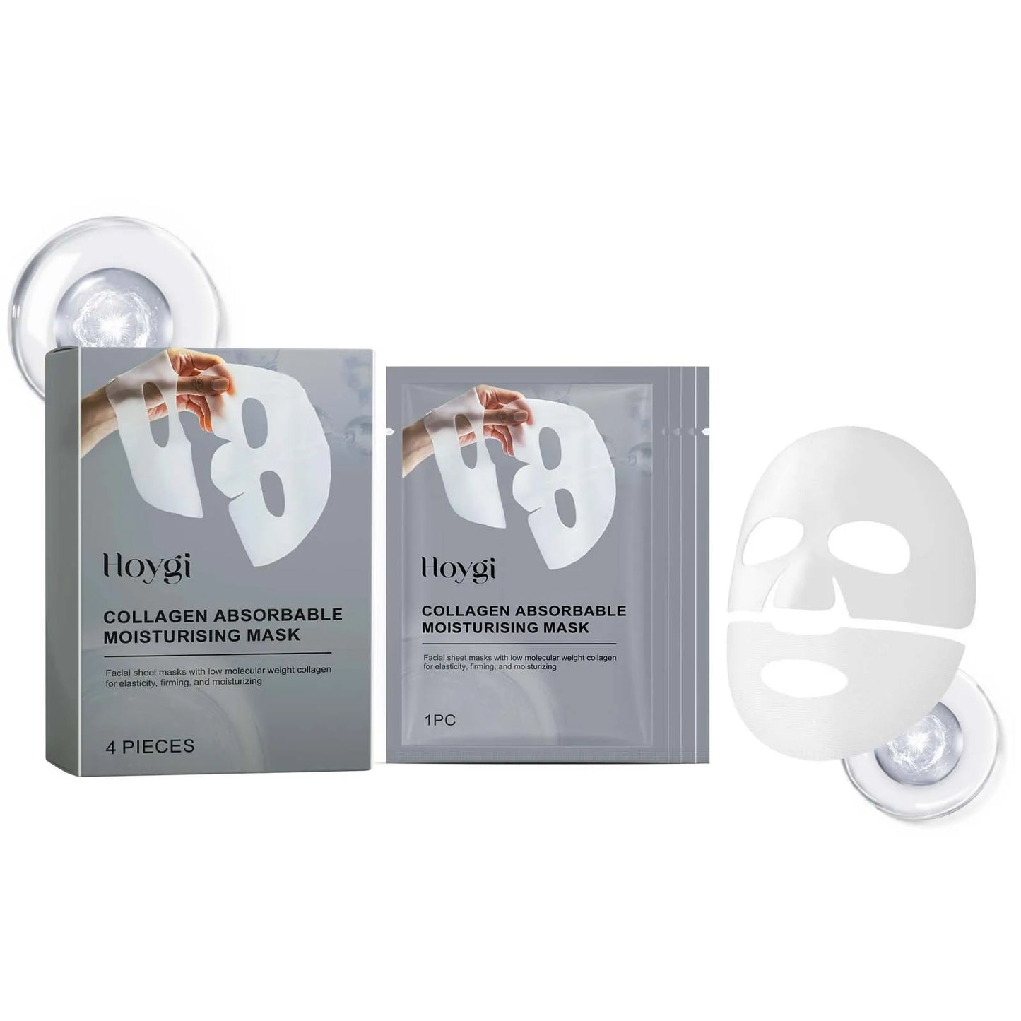 4pcs Collagen Face Mask, Hydrating, Shrinking Pores, Brightening, Oil Control, Moisturizing, Smoothing