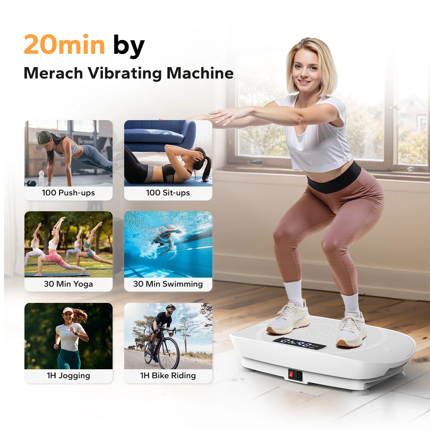 Vibration Plate Exercise Machine, Whole Body Workout, Power Vibrate Fitness Platform, Weight Loss & Shaping