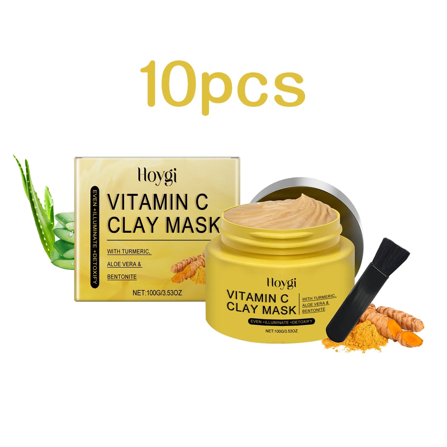 100g Turmeric Clay Mask, Vitamin C Facial Cleanser, Shrink Pores, Oil Control, Exfoliating, Skin Moisturizing