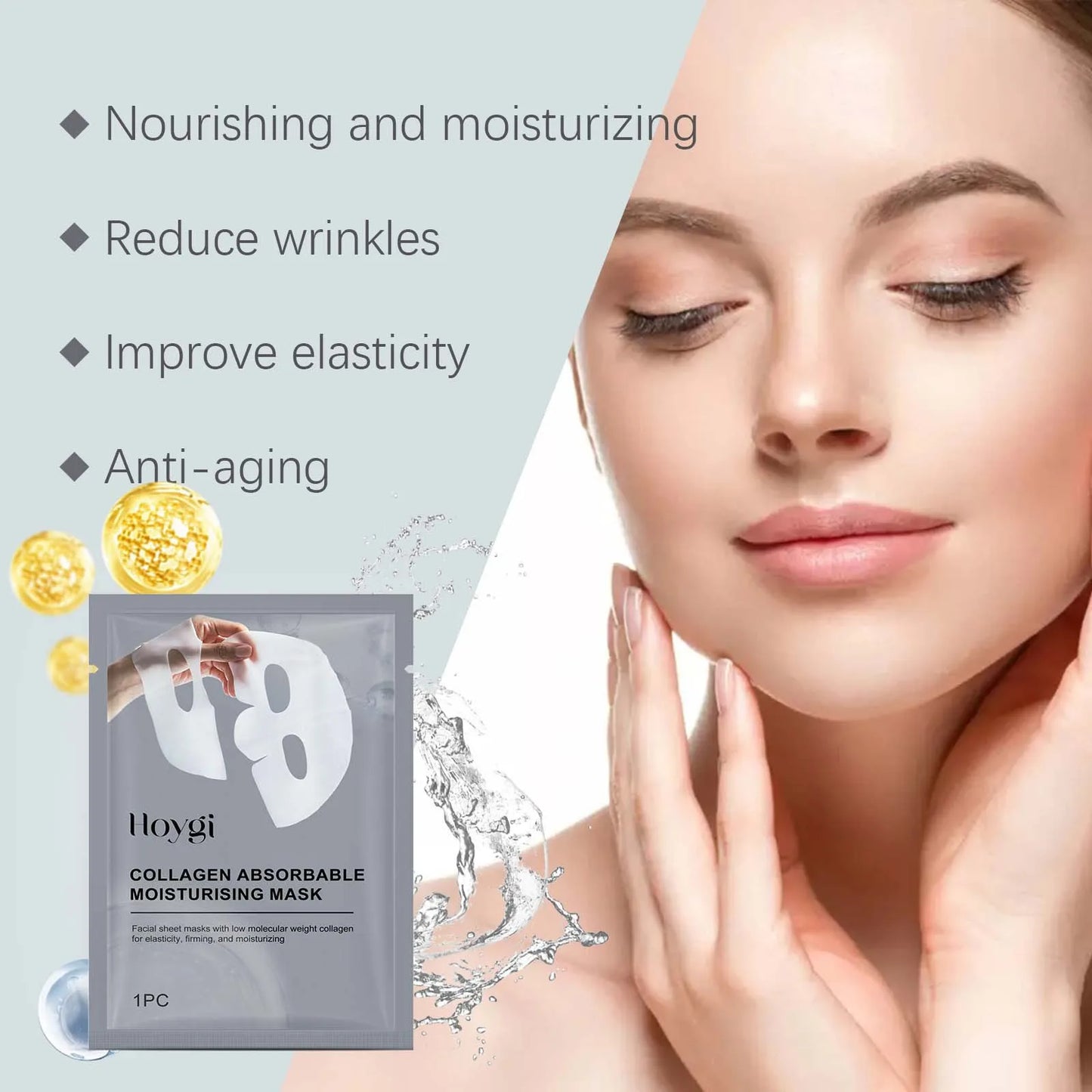 4pcs Collagen Face Mask, Hydrating, Shrinking Pores, Brightening, Oil Control, Moisturizing, Smoothing