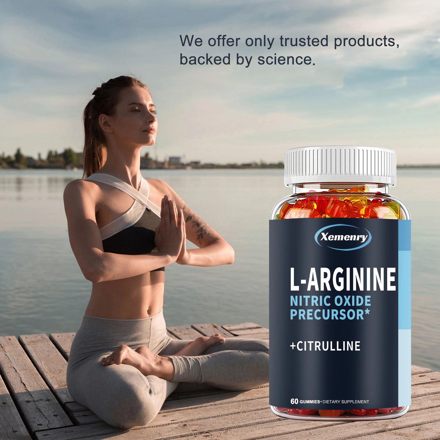 L-Arginine Supplement - Boosts Energy and Endurance, Improves Muscle Mass and Athletic Performance - 60 Gummies