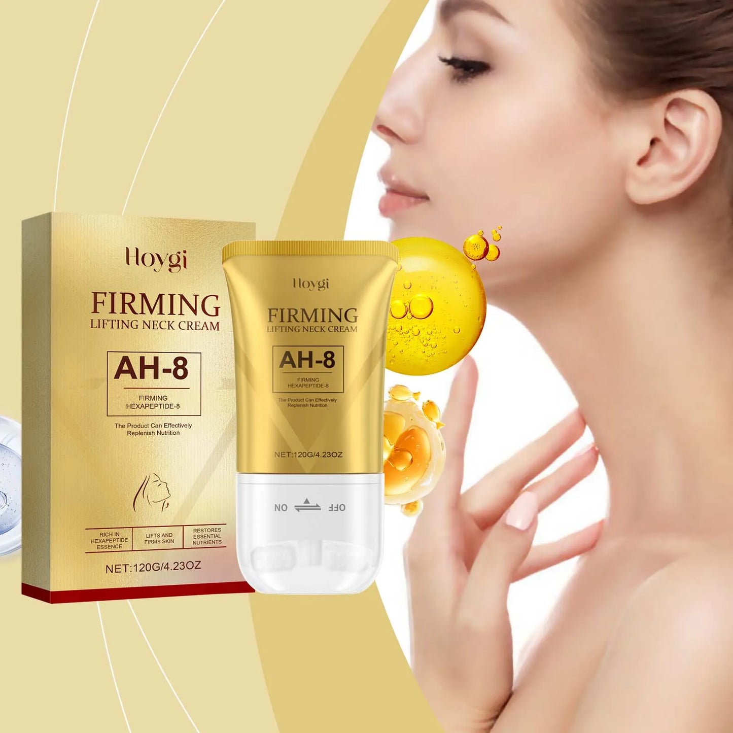 120g Neck Firm Roller Cream, Neck Line Reduction, Deep Nourishing, Moisturize, Massage, Sooth Skin, Easy Absorption