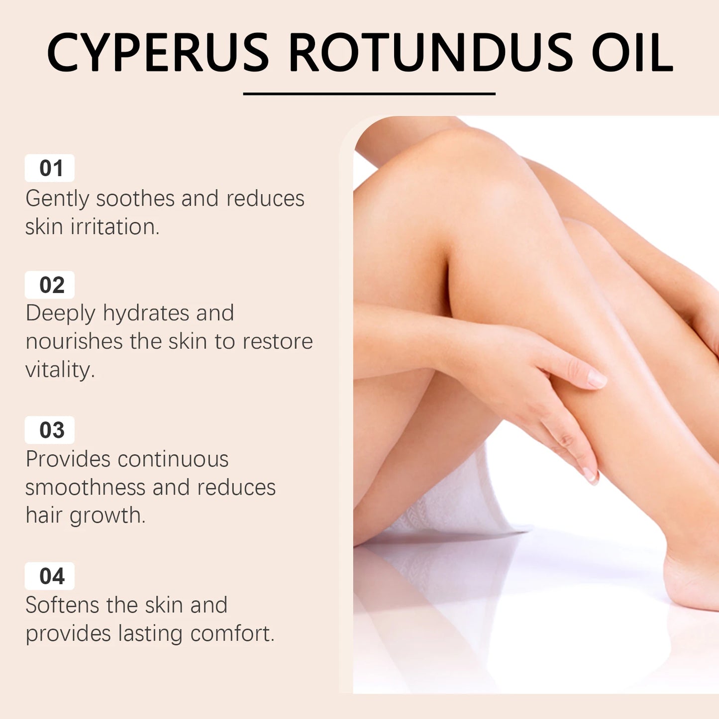 Cyperus Rotundus Essence Oil, After Hair Removal Care, Moisturizing, Pore Shrink, Prevent Hair Growth, Smoothing Body Oil