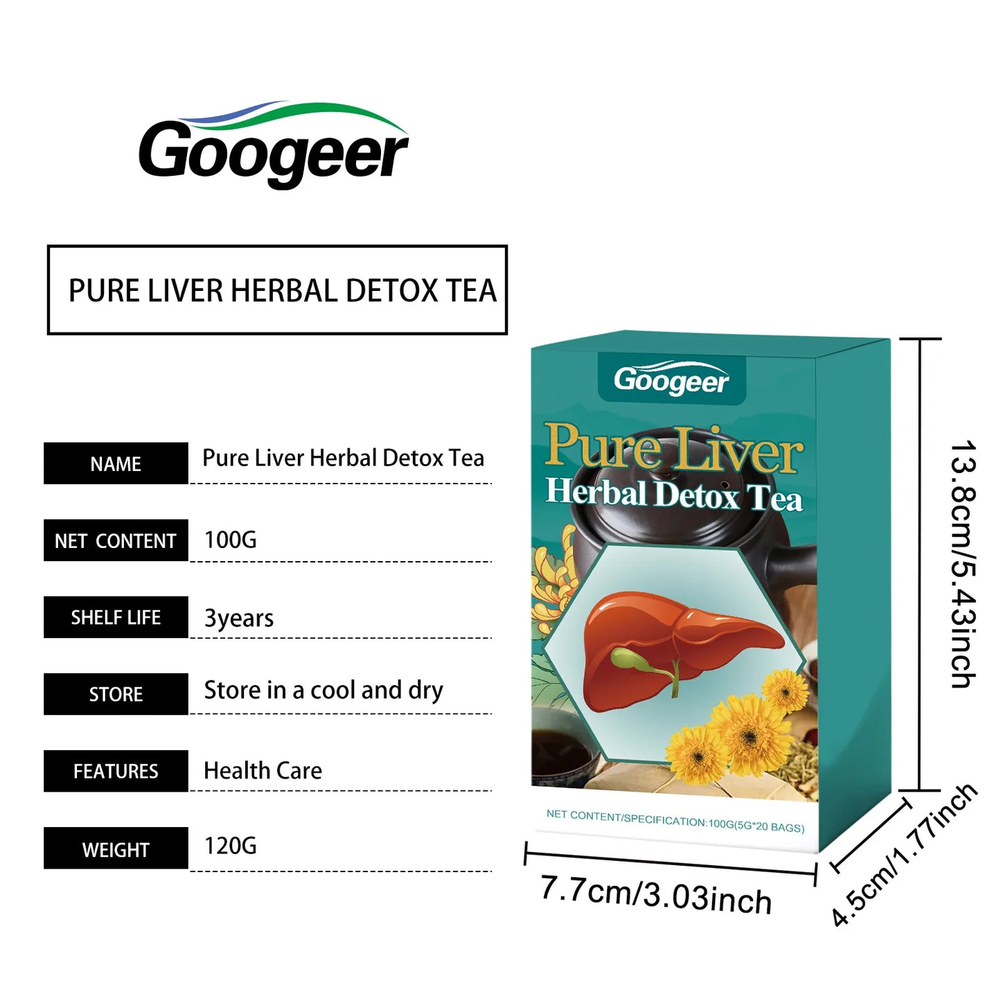 100g Liver Herbal Detox Tea, Support Health, Energy, Repair Body Fat, Metabolism, Dietary Supplement, Detoxify Liver