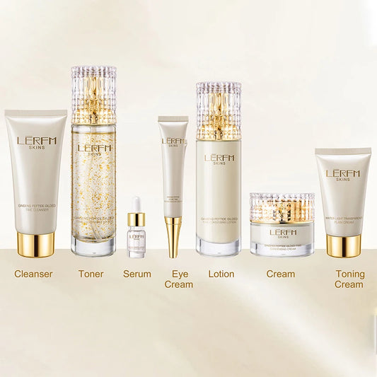 Anti-Aging, Hydrating, Brightening, Skincare, Ten Piece Set with Ginseng Peptide for Nourished and Radiant Skin