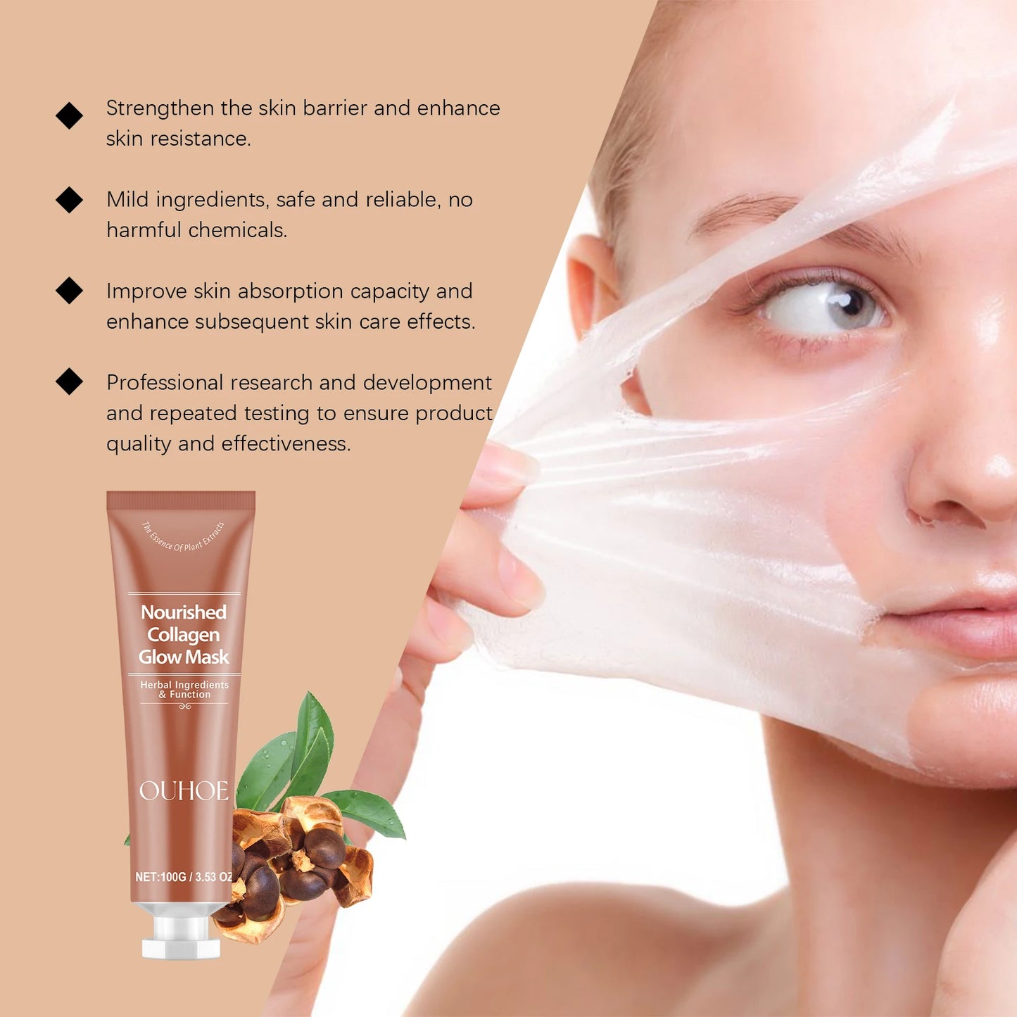 Collagen Peeling Mask, Facial Skin Care, Brightening Skin, Moisturizing, Hydrating and Reducing Facial Fine Lines