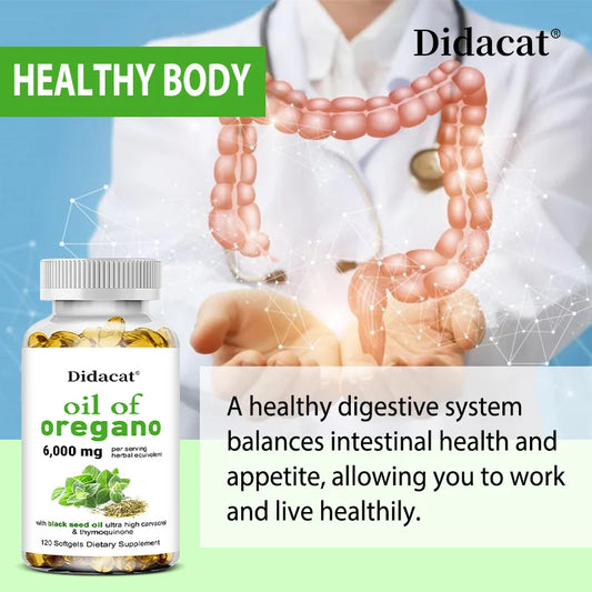 Oregano Oil 6000mg Softgels with Black Seed Oil Strength For Gut Health, Digestive Health, Immune Support
