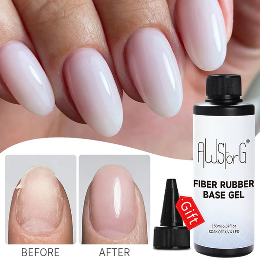 150ml Fiber Rubber Base Nail Repair, Fix Cracked Gel For Broken Nails, Semi-permanent Varnish