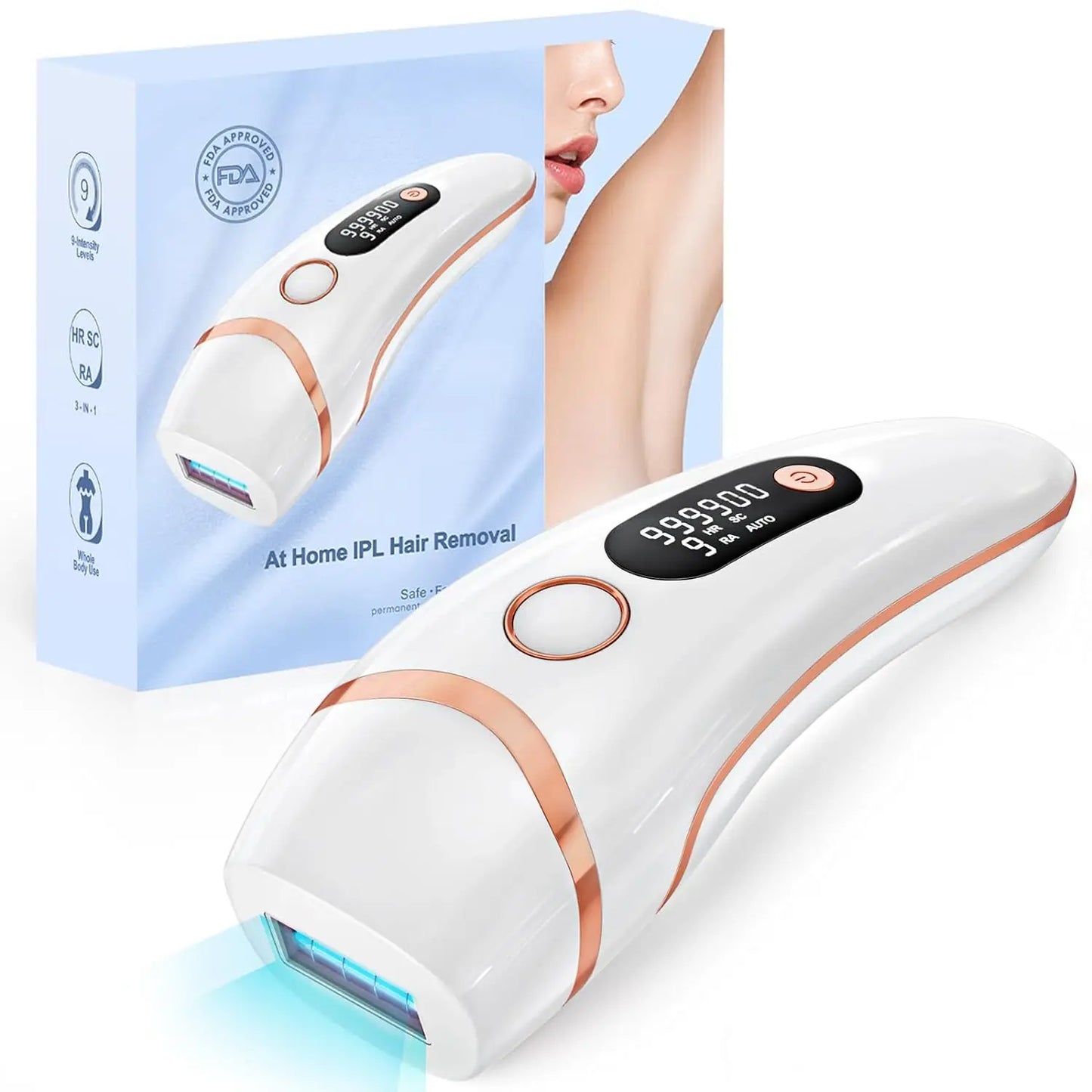 Laser Hair Removal At Home 999900+ Flashes Painless Pulsed Light Epilator HR/RA/SC 3 in 1 Whole Body