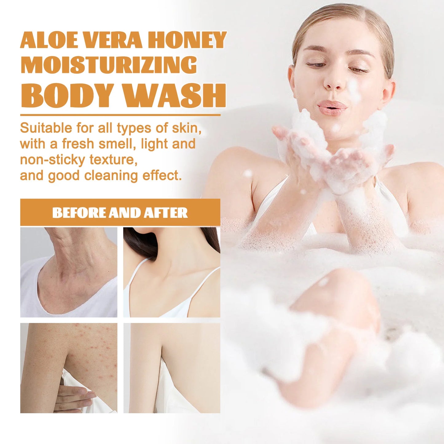 Honey Shower Gels, Refreshing, Moisturizing Body Wash, Smooth, Gentle Cleansing, Firming, Skin Exfoliating, Brightening Shower Lotion