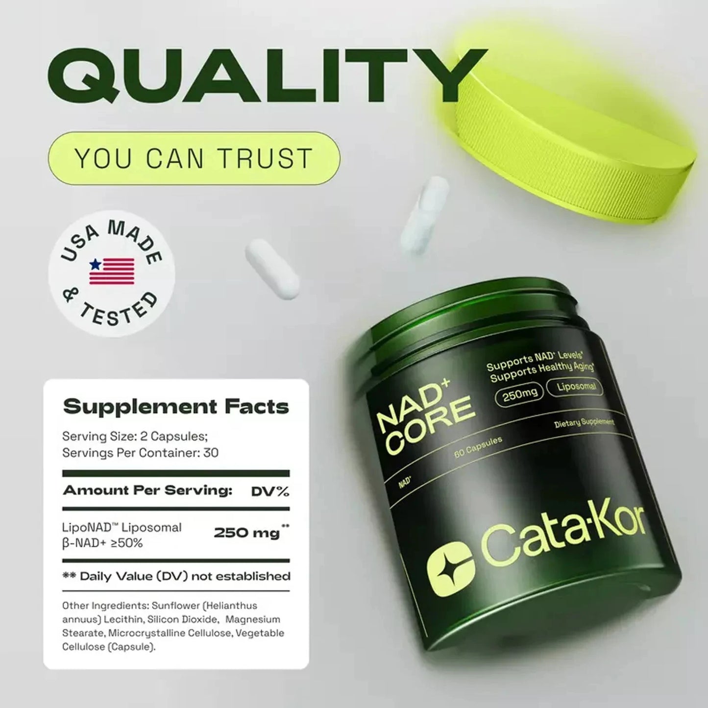NAD+ Active Adult Supplement Capsules - Anti-Aging, Boost Energy, and Focus