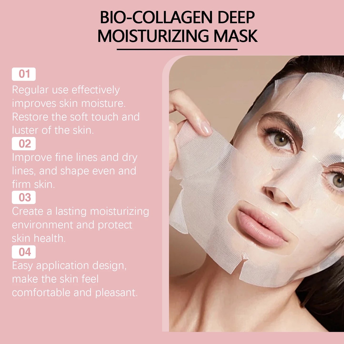 Hydrolyzed Collagen Sheet Mask, Box of 4, Reduces Fine Lines & Refines Pores, Intense Hydrating, Firming Treatment, Anti-Aging, Radiance