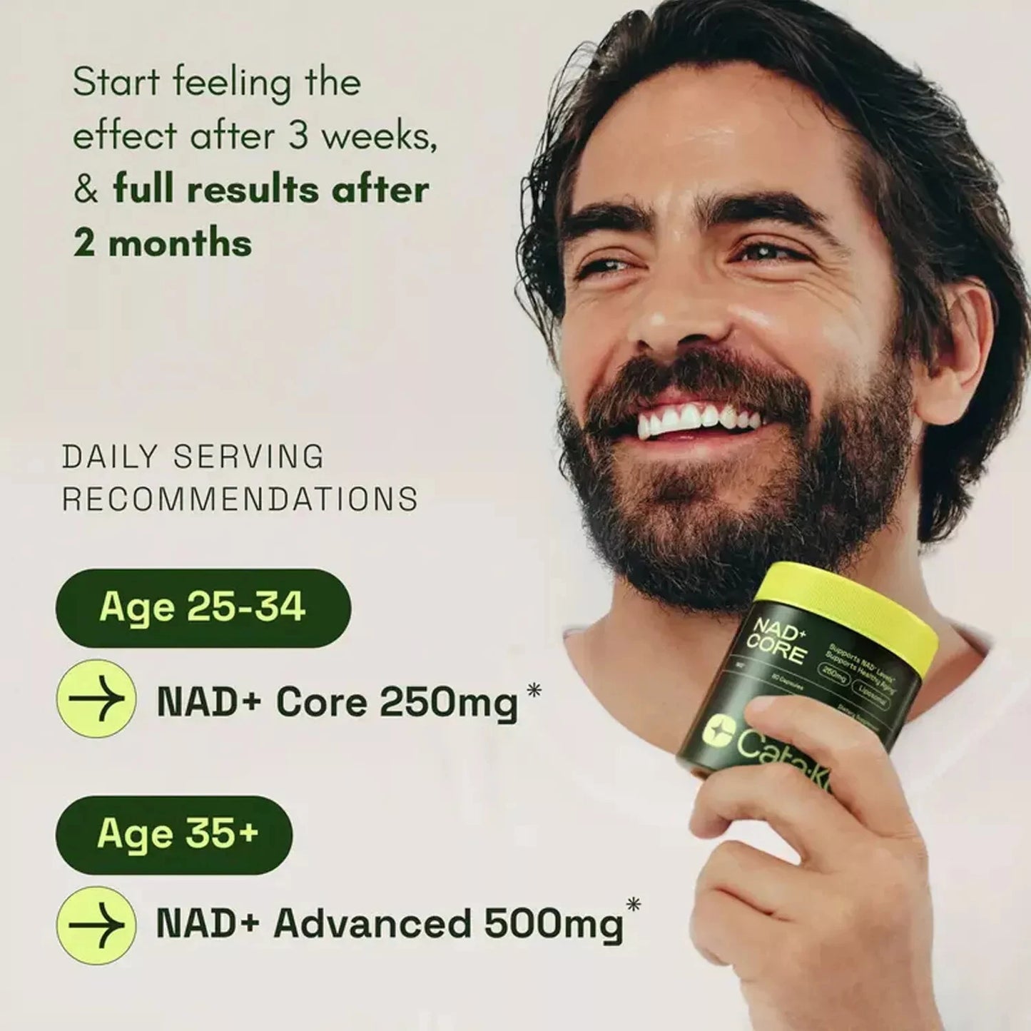 NAD+ Active Adult Supplement Capsules - Anti-Aging, Boost Energy, and Focus