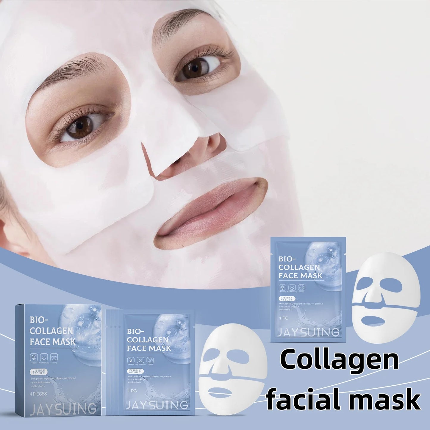 Collagen hydrating facial mask, brightens skin tone and tightens skin with hyaluronic acid moisturizing facial mask