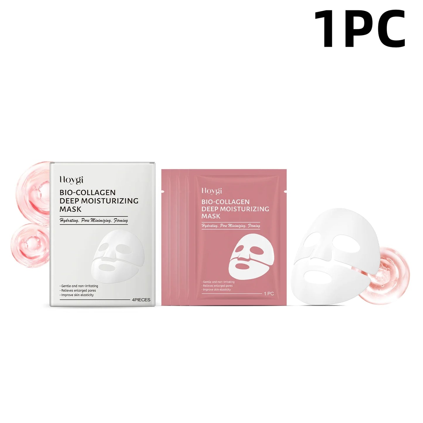 Hydrolyzed Collagen Sheet Mask, Box of 4, Reduces Fine Lines & Refines Pores, Intense Hydrating, Firming Treatment, Anti-Aging, Radiance