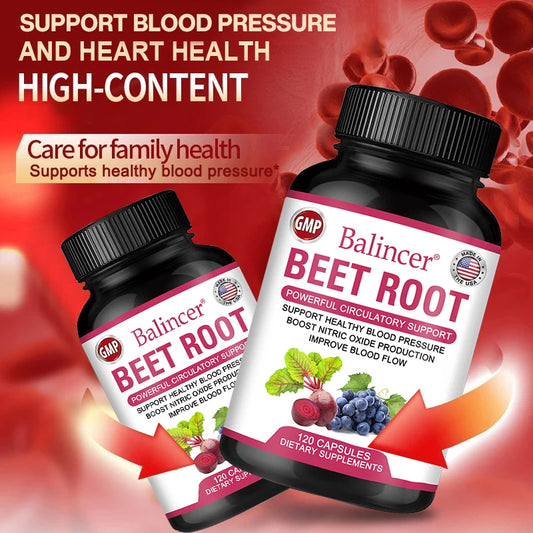 Beetroot Capsules Organic Beetroot Powder Extract, Black Pepper, Nitric Oxide Production, Blood Circulation, Blood Pressure Health