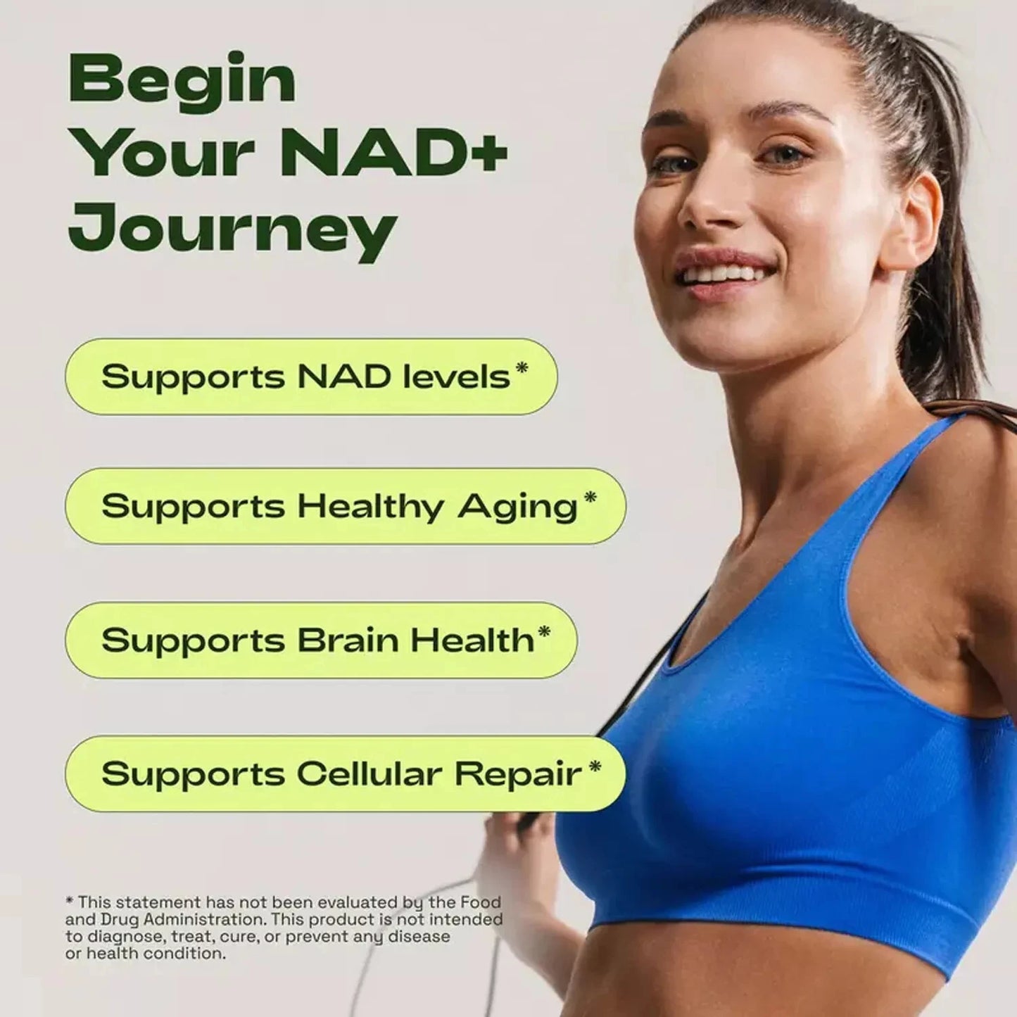 NAD+ Active Adult Supplement Capsules - Anti-Aging, Boost Energy, and Focus