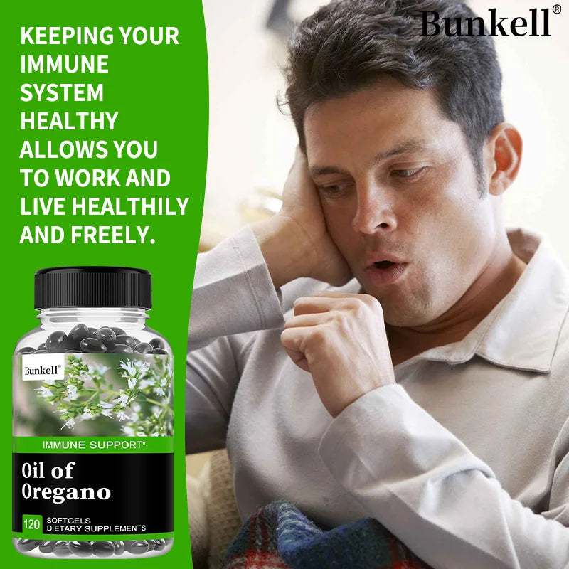 Oregano Oil, Vegan Liquid Capsules - Immune and Gut Support Supplement for Digestive Health