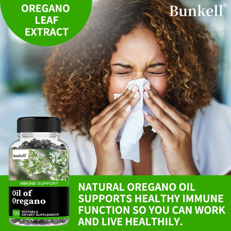 Oregano Oil, Vegan Liquid Capsules - Immune and Gut Support Supplement for Digestive Health