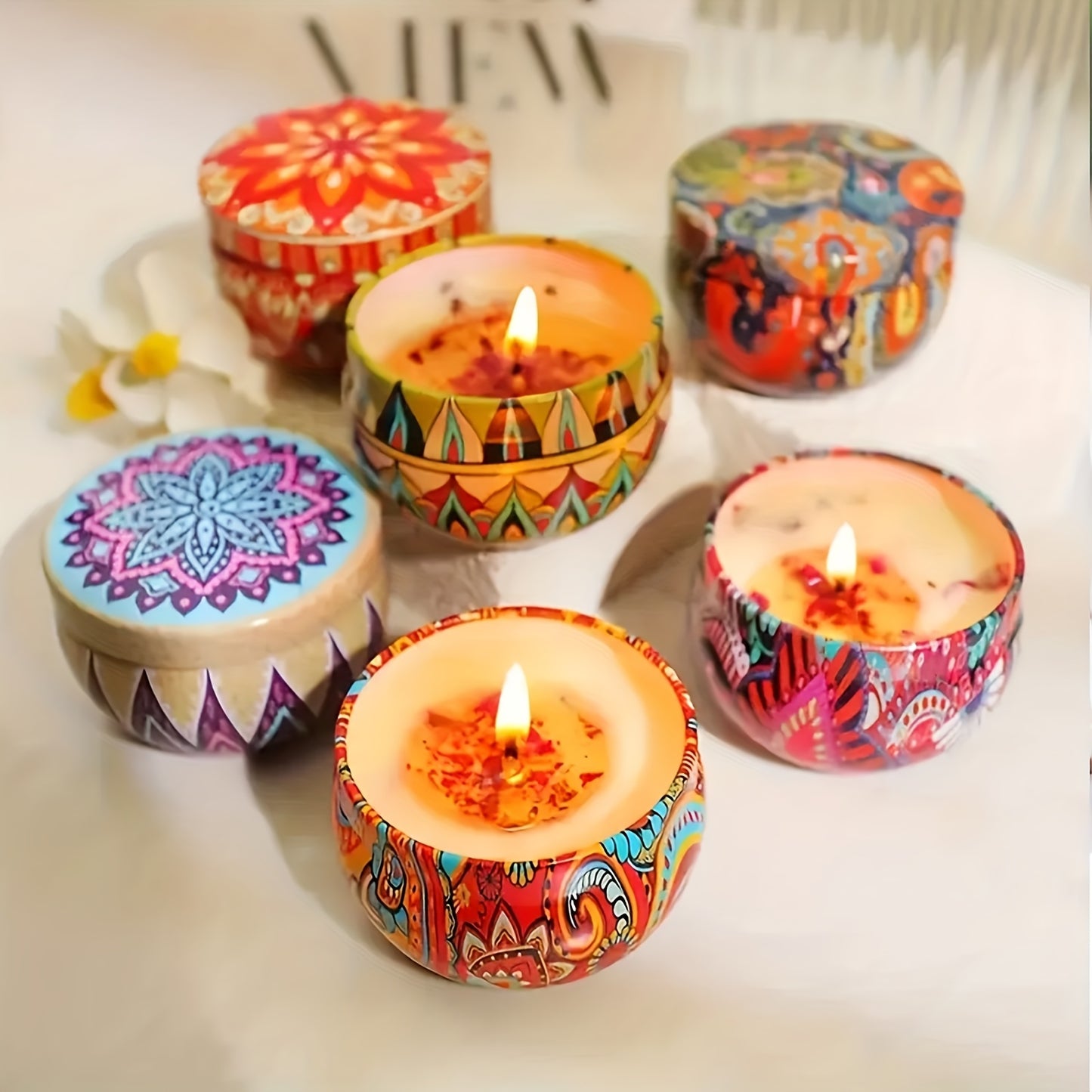 4pcs Natural Soy Wax Scented Candle Set - Jasmine, Sandalwood, Lavender & Rose | Smokeless & Long-Lasting | for, Bath & Yoga | Thoughtful Gifts for Christmas, Birthday, Mother'S Day | Random Colors + Candle Box