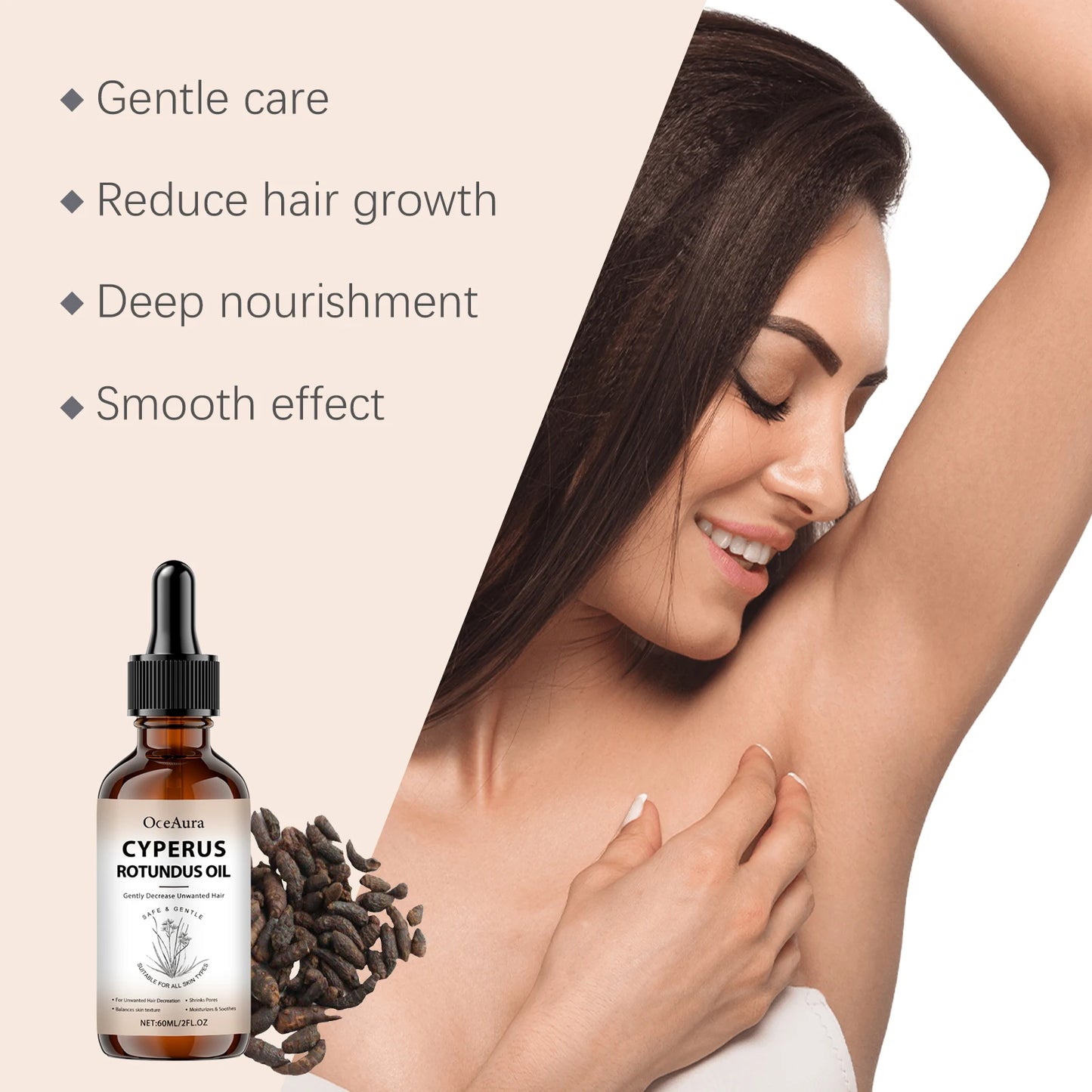Cyperus Rotundus Essence Oil, After Hair Removal Care, Moisturizing, Pore Shrink, Prevent Hair Growth, Smoothing Body Oil