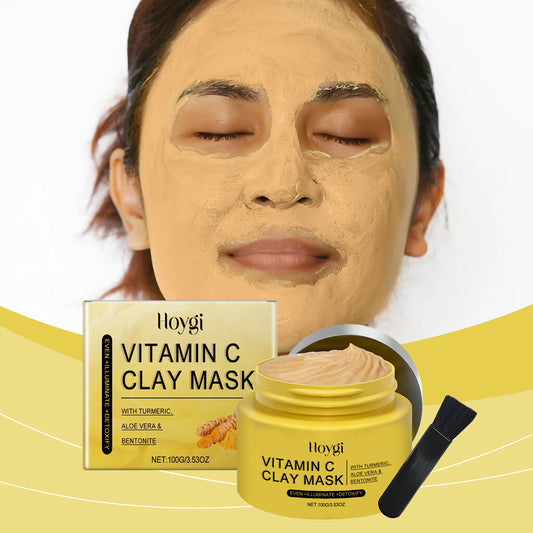 100g Turmeric Clay Mask, Vitamin C Facial Cleanser, Shrink Pores, Oil Control, Exfoliating, Skin Moisturizing