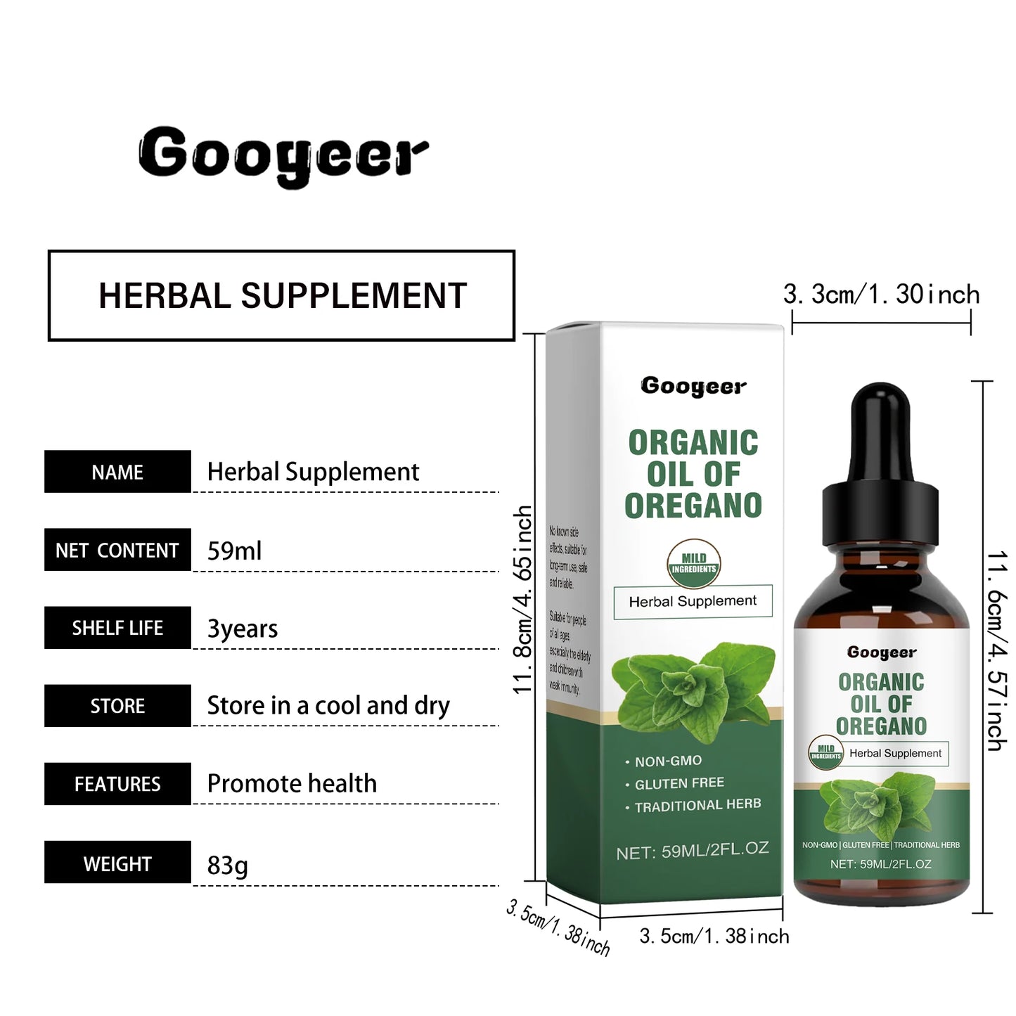 59ml Herbal Supplement Drops, Natural Oregano Oil, Improve Immunity, Digestion