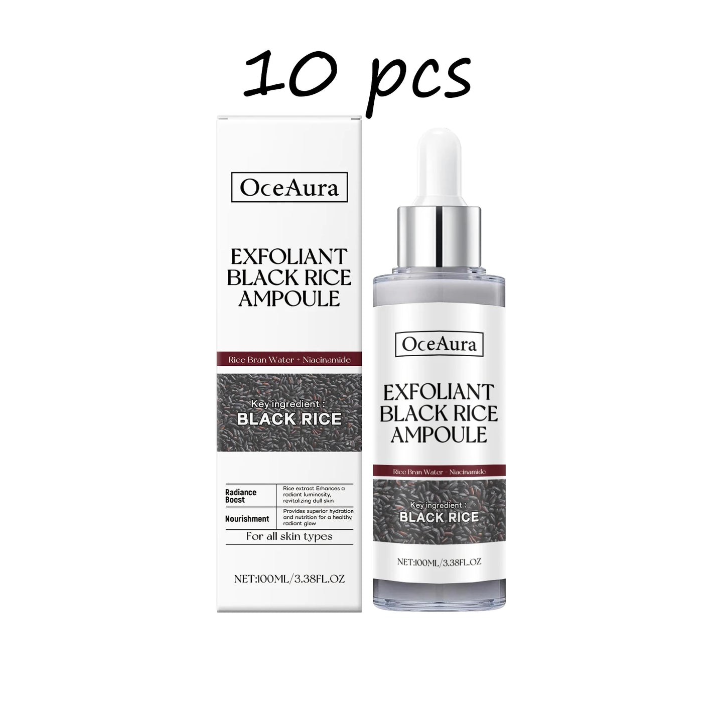 Oceaura Black Rice, Face Exfoliating Liquid, Gentle Removal of Dead Skin, Oil Control, Face Serum, Ampoule