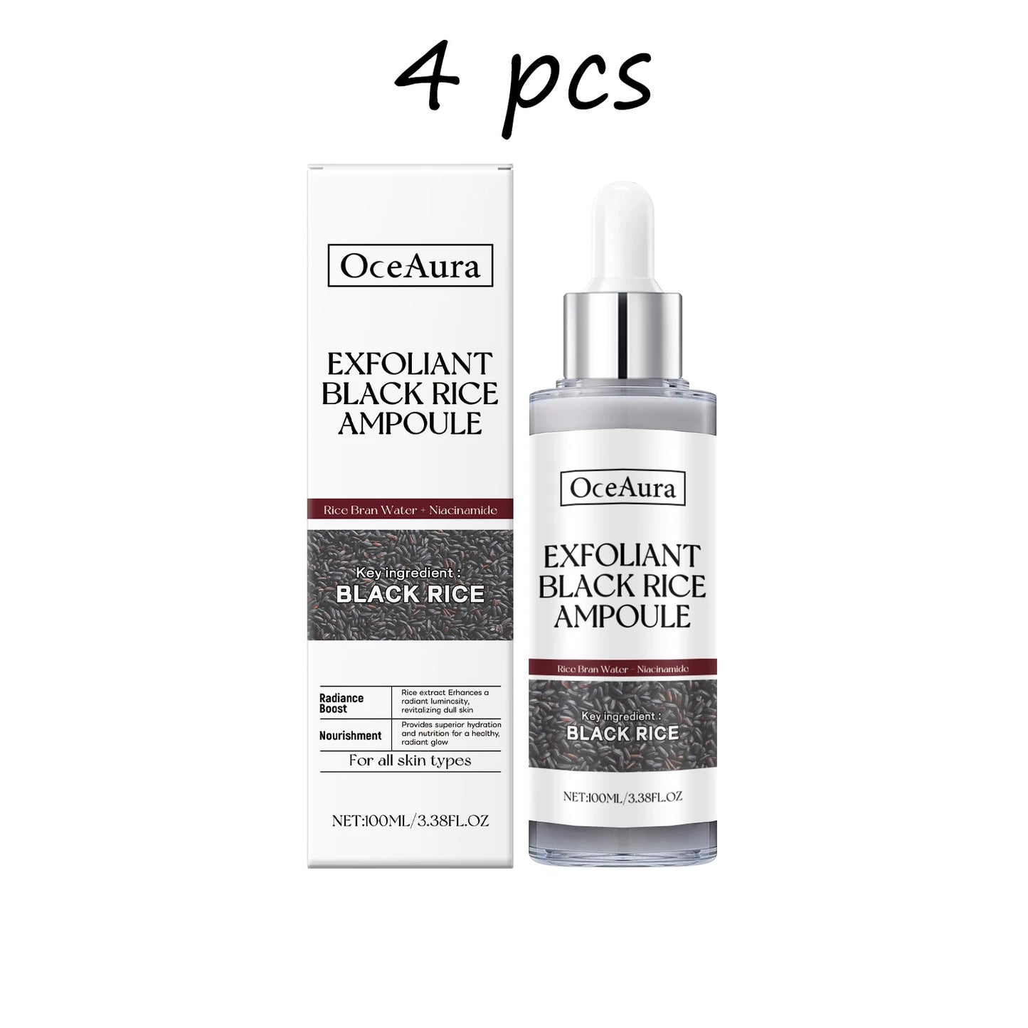 Oceaura Black Rice, Face Exfoliating Liquid, Gentle Removal of Dead Skin, Oil Control, Face Serum, Ampoule