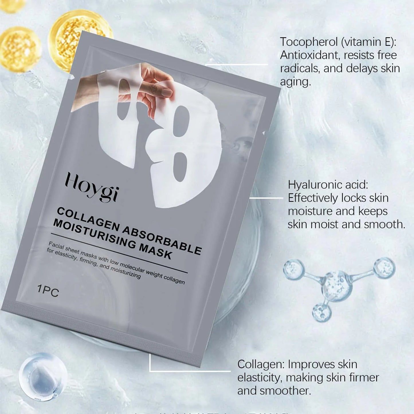 4pcs Collagen Face Mask, Hydrating, Shrinking Pores, Brightening, Oil Control, Moisturizing, Smoothing