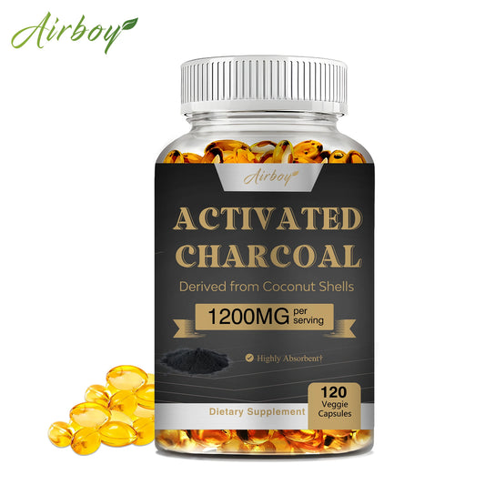 Activated Charcoal - Gut Health, Digestive Health, Bloating & Gas Relief, Detox, Colon Cleansing - 120 Capsules