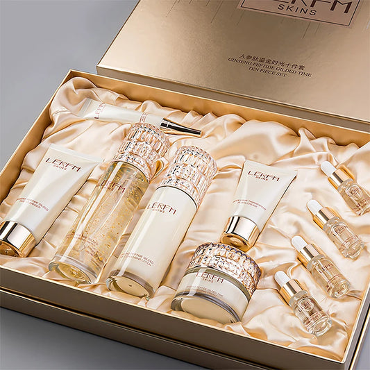 Anti-Aging, Hydrating, Brightening, Skincare, Ten Piece Set with Ginseng Peptide for Nourished and Radiant Skin