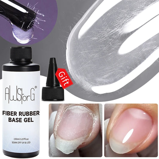 150ml Fiber Rubber Base Nail Repair, Fix Cracked Gel For Broken Nails, Semi-permanent Varnish