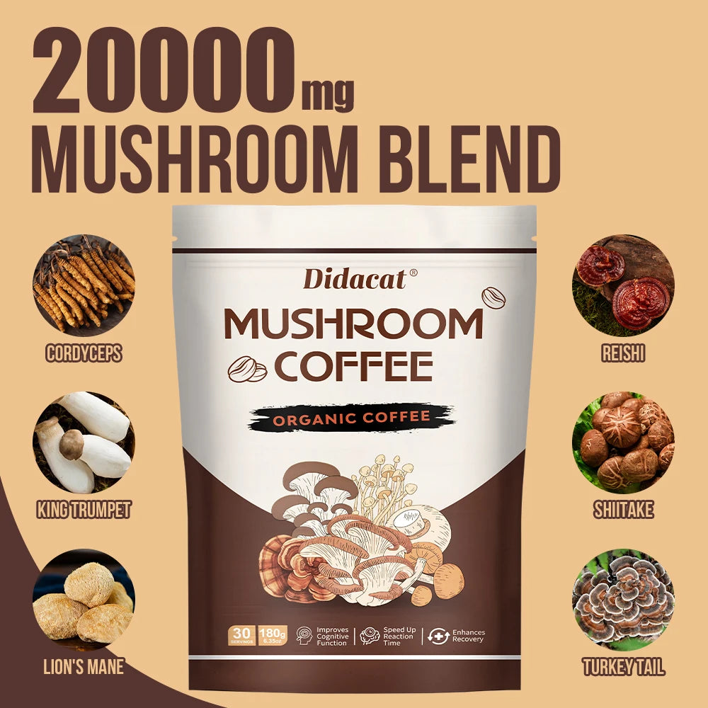 Mushroom Coffee - Organic, Lion's Mane, Chaga, Cordyceps, Reishi, Shiitake