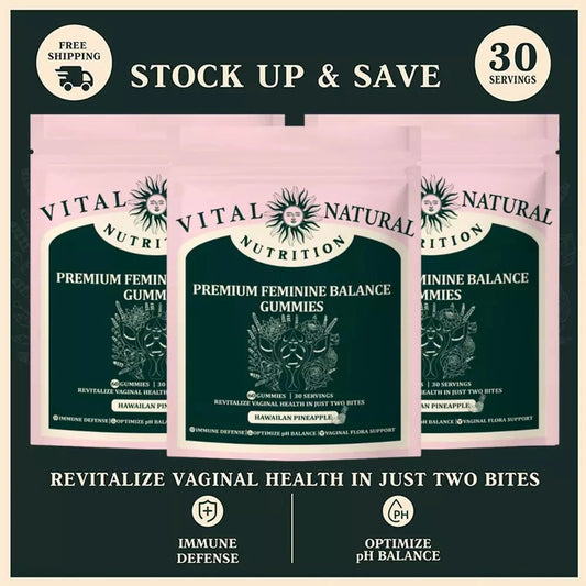 60 pieces of Vital Source Feminine Balance Gummies, for women - Hawaiian Pineapple