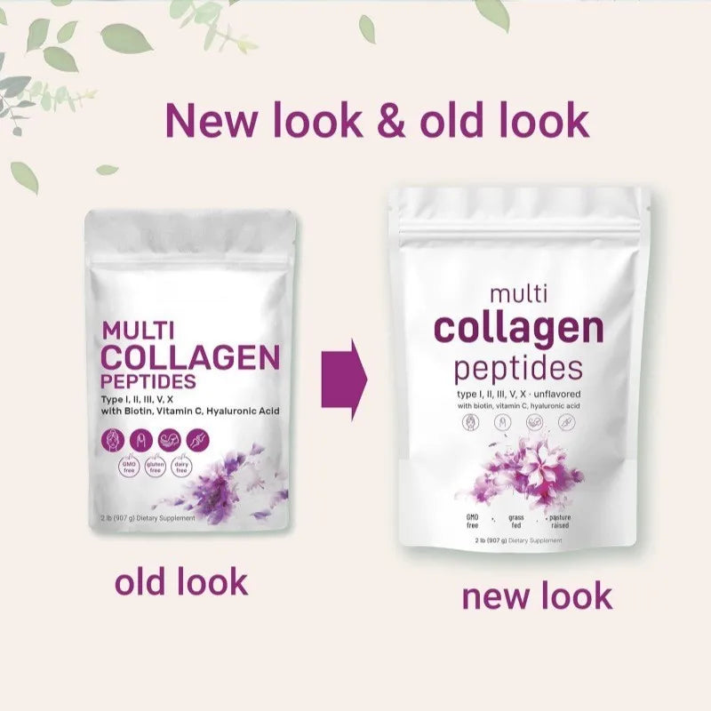 Micro Ingredients Multi Collagen Peptides Powder, 1lb Vitamin C & Hyaluronic Acid Unflavored Supports Hair, Skin