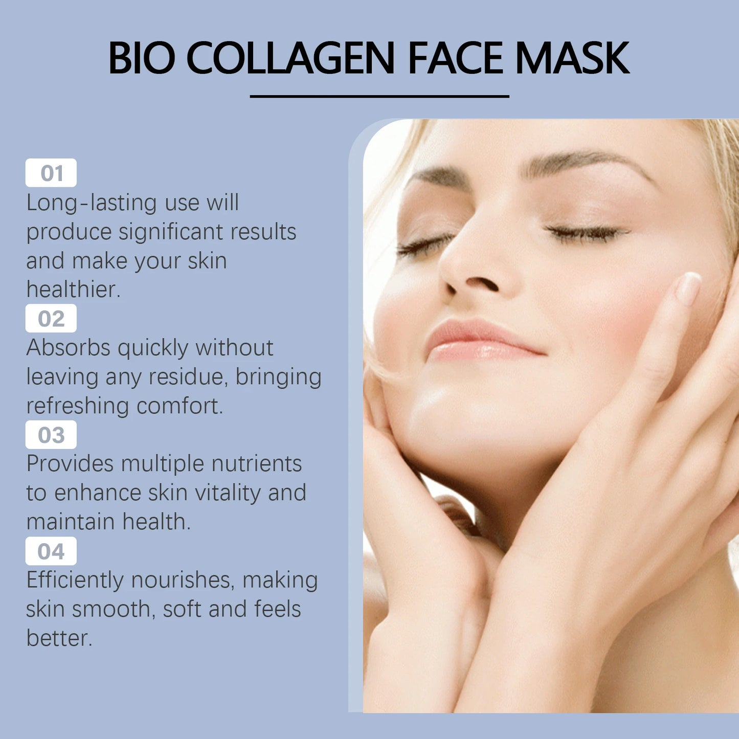 Collagen hydrating facial mask, brightens skin tone and tightens skin with hyaluronic acid moisturizing facial mask